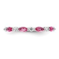 14K White Gold WG Lab Grown Dia VS+ F+ Lab Crtd Pink Sapphire Complete Band view 4