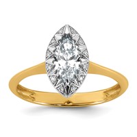 10K Ring with Rhodium Lab Grown VS+ F+ Marquise Center Diamond view 1