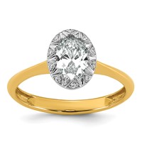 10K Ring with Rhodium Lab Grown VS+ F+ Oval Center Diamond view 1