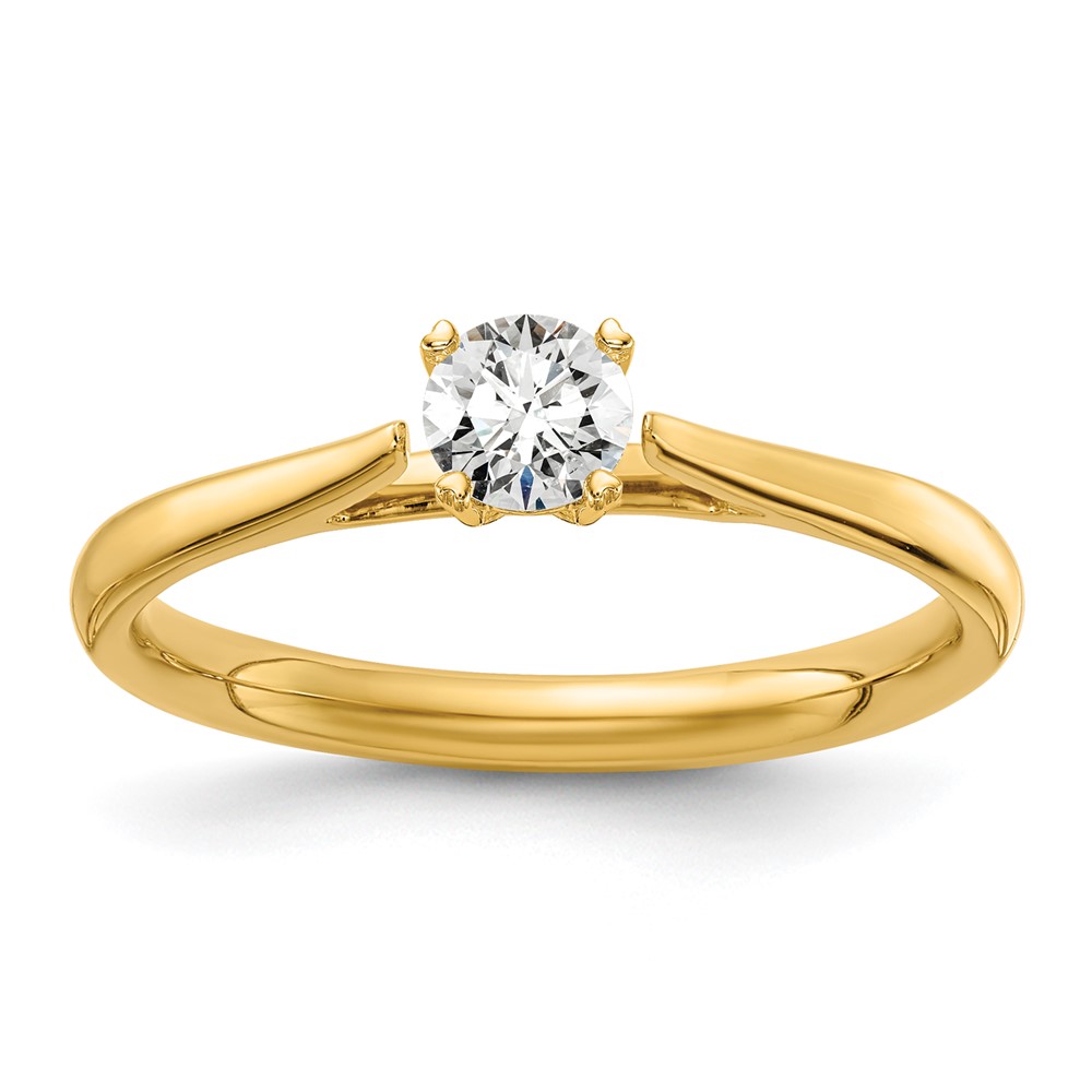 True Origin 14K Yellow Gold 0.25 Carat Lab Grown Diamond VS+ F+ Complete Round Solitaire Ring