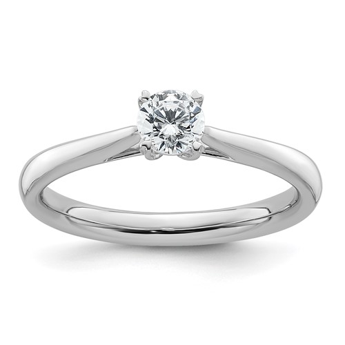 True Origin 14K White Gold 0.33 Carat Lab Grown Diamond VS+ F+ Complete Round Solitaire Ring