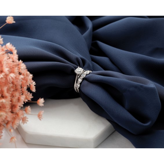 14k White Gold 1 carat (6.50 mm) 4-Prong Round Solitaire Engagement Ring Mounting