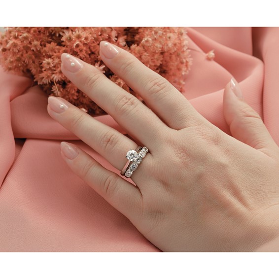 14k White Gold 1 carat (6.50 mm) 4-Prong Round Solitaire Engagement Ring Mounting