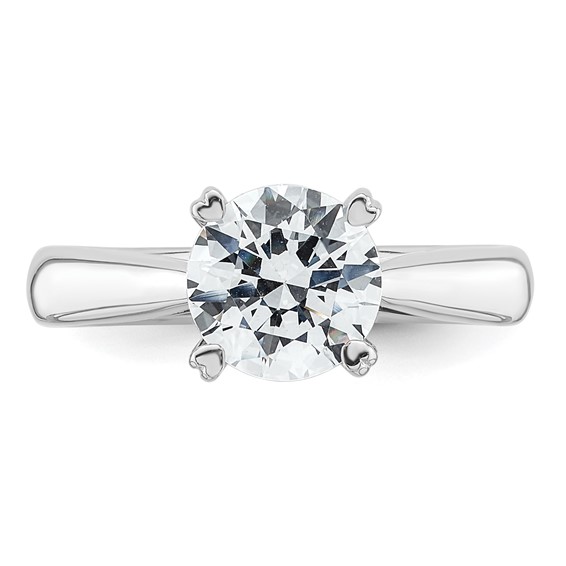 14k White Gold 2 carat (8.20 mm) 4-Prong Round Solitaire Engagement Ring Mounting