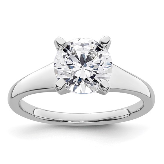 14k White Gold 2 carat (8.20 mm) 4-Prong Round Solitaire Engagement Ring Mounting