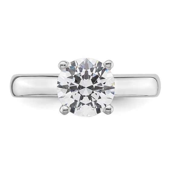 14k White Gold 2 carat (8.20 mm) 4-Prong Round Solitaire Engagement Ring Mounting