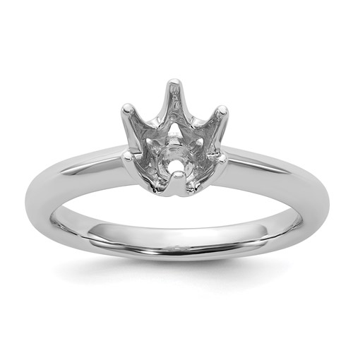 14K White Gold Six-Prong 1 Carat Center Round Solitaire Engagement Ring Mounting