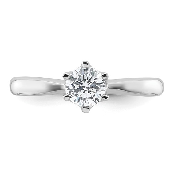 14k White Gold 1/2 carat (5.20 mm) 6-Prong Round Solitaire Engagement Ring Mounting