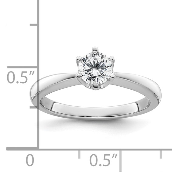 14k White Gold 1/2 carat (5.20 mm) 6-Prong Round Solitaire Engagement Ring Mounting