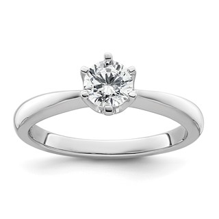 14k White Gold 1/2 carat (5.20 mm) 6-Prong Round Solitaire Engagement Ring Mounting