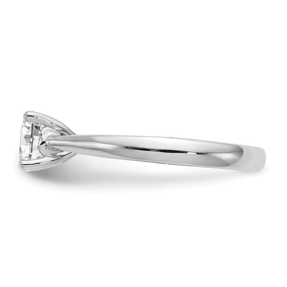 14k White Gold 1 carat (6.50 mm) 4-Prong with Heart Round Solitaire Engagement Ring Mounting