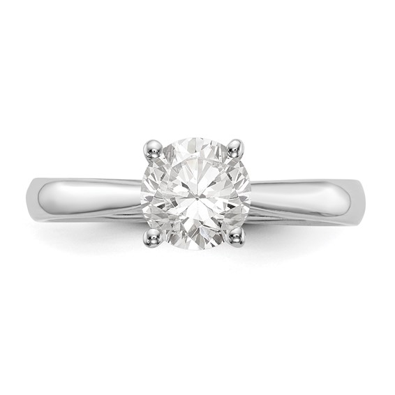 14k White Gold 1 carat (6.50 mm) 4-Prong with Heart Round Solitaire Engagement Ring Mounting