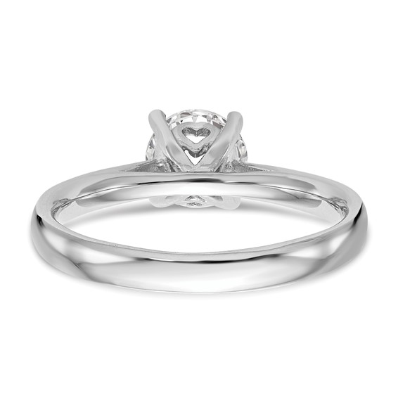 14k White Gold 1 carat (6.50 mm) 4-Prong with Heart Round Solitaire Engagement Ring Mounting