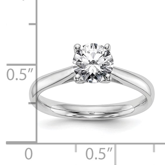 14k White Gold 1 carat (6.50 mm) 4-Prong with Heart Round Solitaire Engagement Ring Mounting