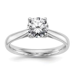 14k White Gold 1 carat (6.50 mm) 4-Prong with Heart Round Solitaire Engagement Ring Mounting
