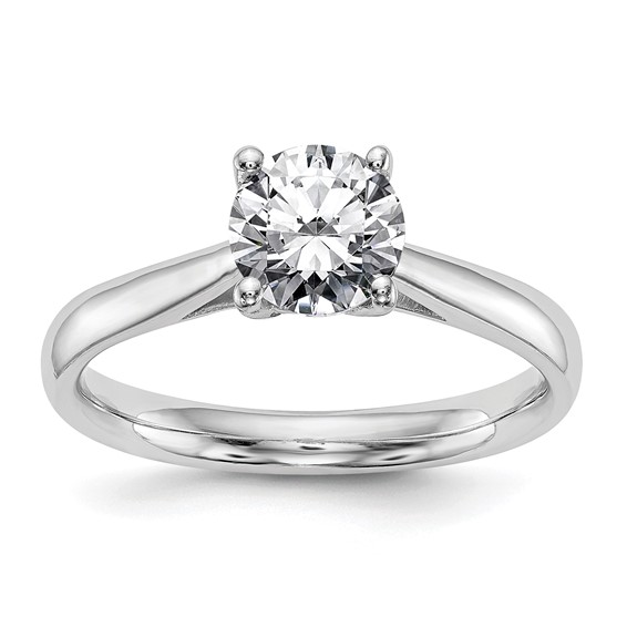 14k White Gold 1 carat (6.50 mm) 4-Prong with Heart Round Solitaire Engagement Ring Mounting