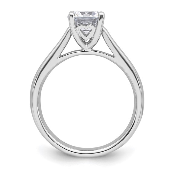14k White Gold 1.25 carat (7.00 mm) 4-Prong with Heart Round Solitaire Engagement Ring Mounting