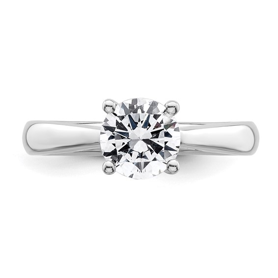 14k White Gold 1.25 carat (7.00 mm) 4-Prong with Heart Round Solitaire Engagement Ring Mounting