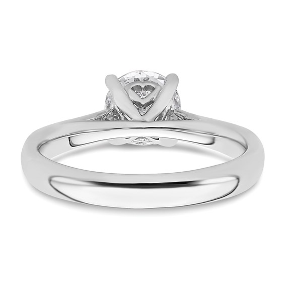 14k White Gold 1.25 carat (7.00 mm) 4-Prong with Heart Round Solitaire Engagement Ring Mounting