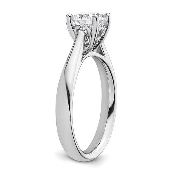 14k White Gold 1.25 carat (7.00 mm) 4-Prong with Heart Round Solitaire Engagement Ring Mounting