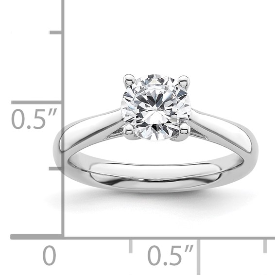 14k White Gold 1.25 carat (7.00 mm) 4-Prong with Heart Round Solitaire Engagement Ring Mounting