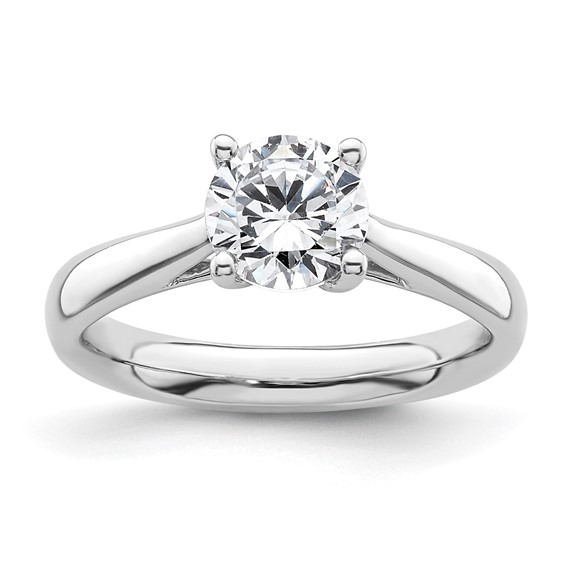 14k White Gold 1.25 carat (7.00 mm) 4-Prong with Heart Round Solitaire Engagement Ring Mounting