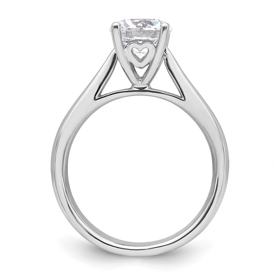 14k White Gold 1.5 carat (7.50 mm) 4-Prong with Heart Round Solitaire Engagement Ring Mounting