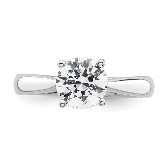 14k White Gold 1.5 carat (7.50 mm) 4-Prong with Heart Round Solitaire Engagement Ring Mounting