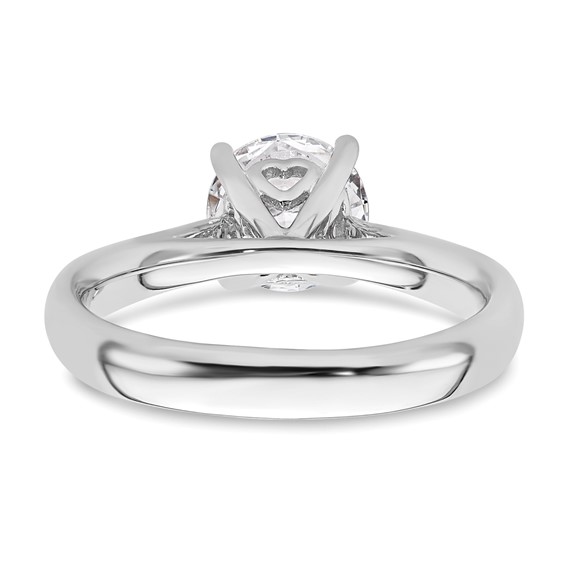 14k White Gold 1.5 carat (7.50 mm) 4-Prong with Heart Round Solitaire Engagement Ring Mounting