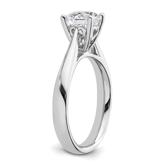 14k White Gold 1.5 carat (7.50 mm) 4-Prong with Heart Round Solitaire Engagement Ring Mounting