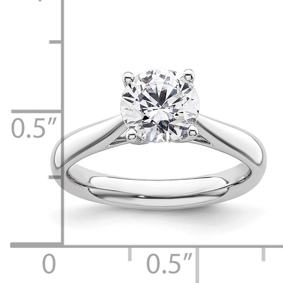 14k White Gold 1.5 carat (7.50 mm) 4-Prong with Heart Round Solitaire Engagement Ring Mounting