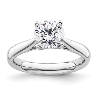 14k White Gold 1.5 carat (7.50 mm) 4-Prong with Heart Round Solitaire Engagement Ring Mounting