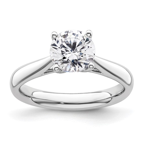 14k White Gold 1.5 carat (7.50 mm) 4-Prong with Heart Round Solitaire Engagement Ring Mounting
