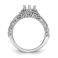 14K White Gold Round Solitaire 0.62 Carat Center Vintage Engagement Ring Mounting view 2