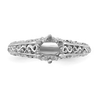14K White Gold Round Solitaire 0.62 Carat Center Vintage Engagement Ring Mounting view 4