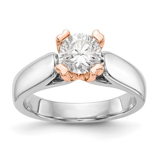 14K White Round Solitaire Engagement Ring Mounting