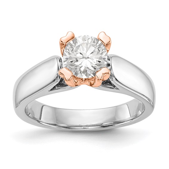 14K White Round Solitaire Engagement Ring Mounting