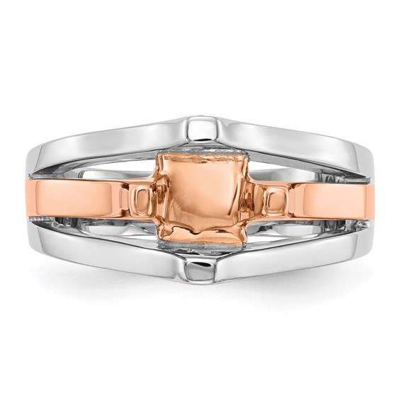 14k Two-tone 1 carat (6.50 mm) 4-Prong Round Solitaire Engagement Ring Mounting