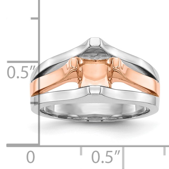 14k Two-tone 1 carat (6.50 mm) 4-Prong Round Solitaire Engagement Ring Mounting