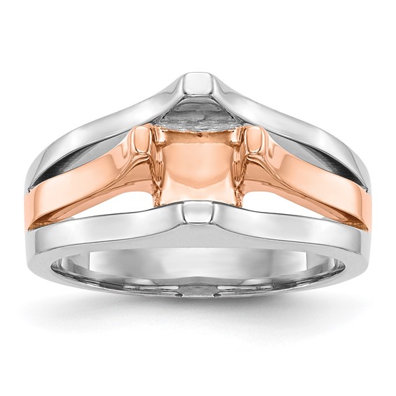 14k Two-tone 1 carat (6.50 mm) 4-Prong Round Solitaire Engagement Ring Mounting