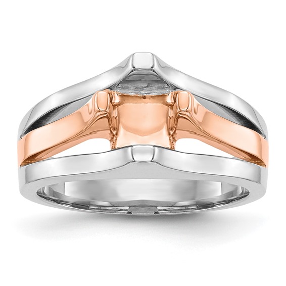 14k Two-tone 1 carat (6.50 mm) 4-Prong Round Solitaire Engagement Ring Mounting