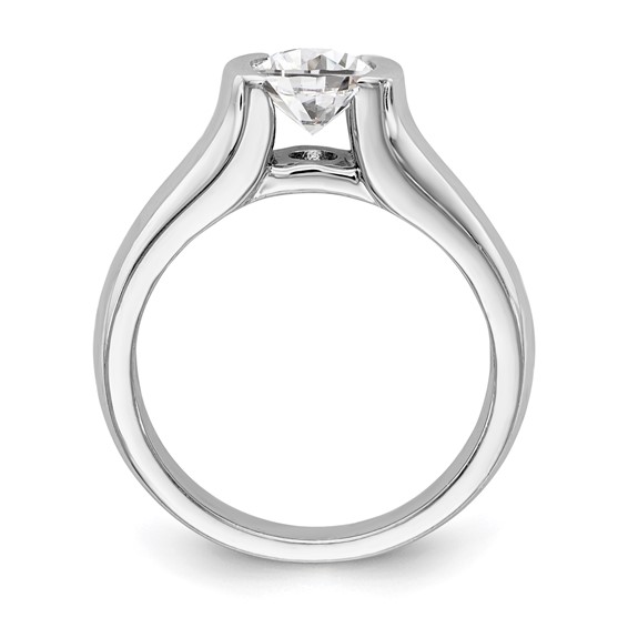 14k White Gold 3/4 carat (5.80 mm) Half-Bezel Round Solitaire Engagement Ring Mounting