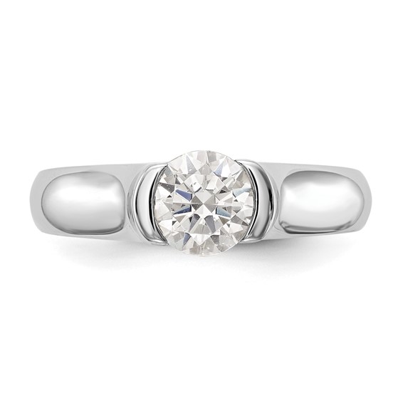 14k White Gold 3/4 carat (5.80 mm) Half-Bezel Round Solitaire Engagement Ring Mounting
