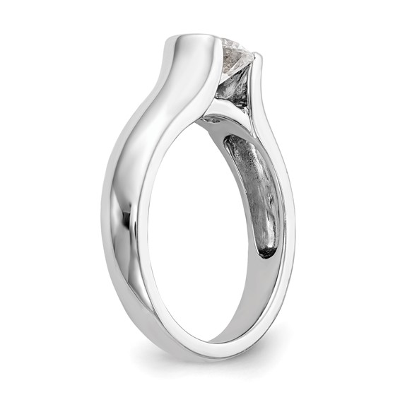 14k White Gold 3/4 carat (5.80 mm) Half-Bezel Round Solitaire Engagement Ring Mounting