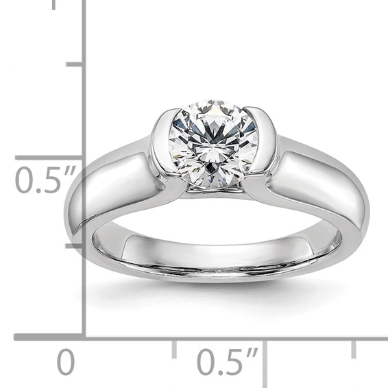 14k White Gold 3/4 carat (5.80 mm) Half-Bezel Round Solitaire Engagement Ring Mounting