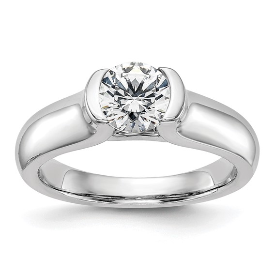14k White Gold 3/4 carat (5.80 mm) Half-Bezel Round Solitaire Engagement Ring Mounting
