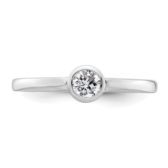 14k White Gold 1/4 carat (4.10 mm) Bezel Round Solitaire Engagement Ring Mounting