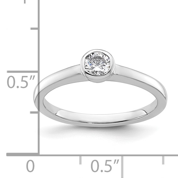 14k White Gold 1/4 carat (4.10 mm) Bezel Round Solitaire Engagement Ring Mounting