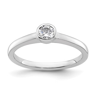 14k White Gold 1/4 carat (4.10 mm) Bezel Round Solitaire Engagement Ring Mounting