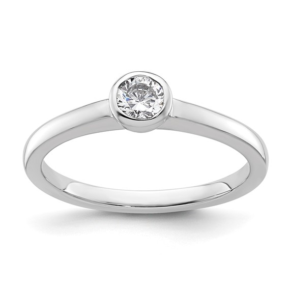 14k White Gold 1/4 carat (4.10 mm) Bezel Round Solitaire Engagement Ring Mounting